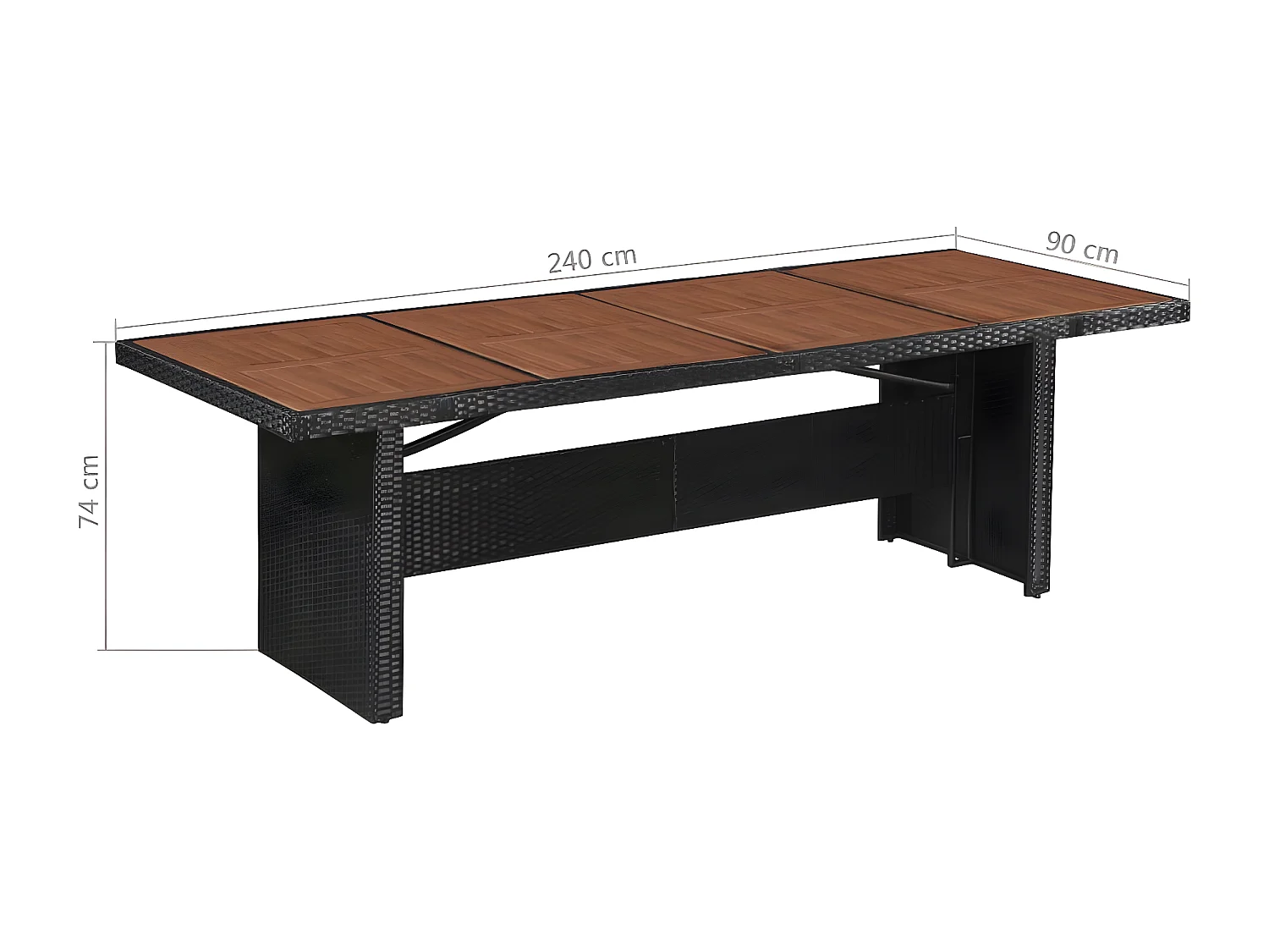 Gryfna  Table de jardin 240x90x74 cm Résine tressée et bois d'acacia