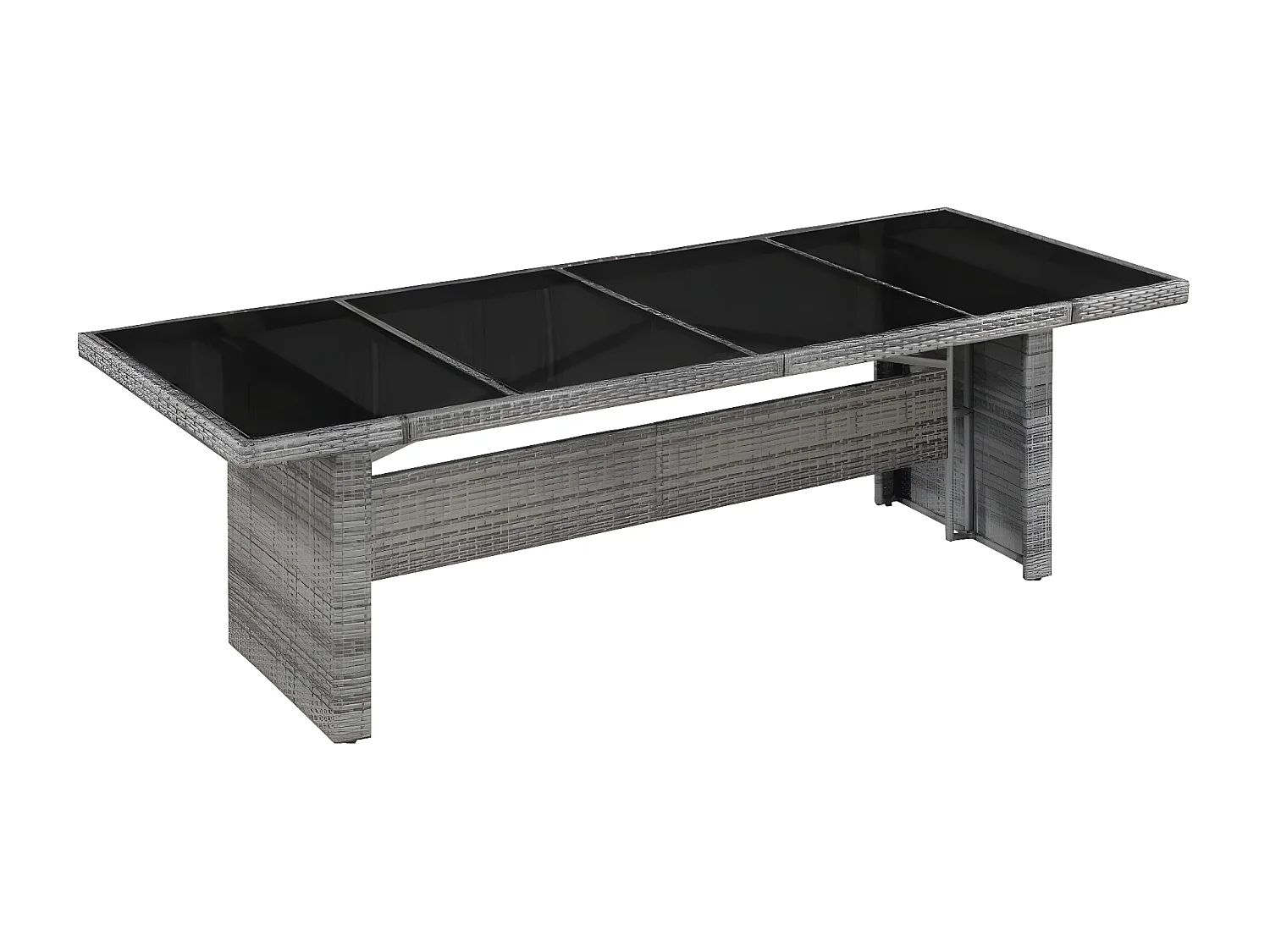 Gryfna  Table de jardin 240x90x74 cm Résine tressée et verre