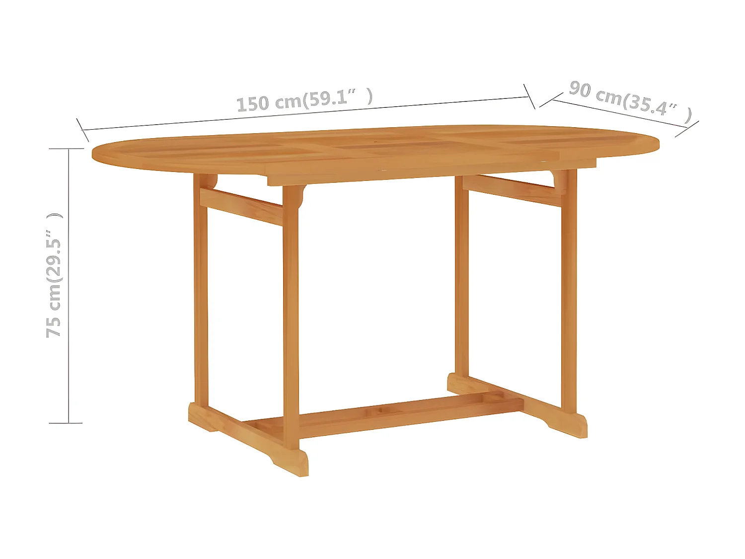 Sandro  Gartentisch 150x90x75 cm Teak Massivholz