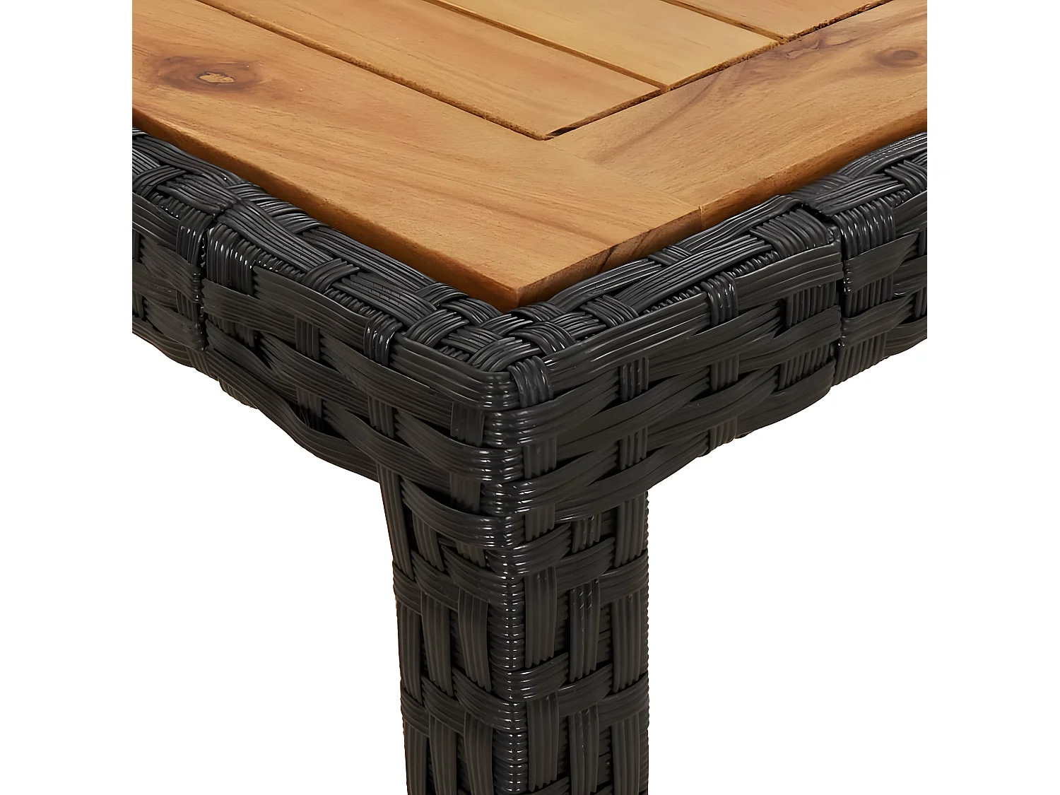 Fryssa  Gartentisch 190x90x75 cm Poly Rattan und Akazienholz Schwarz