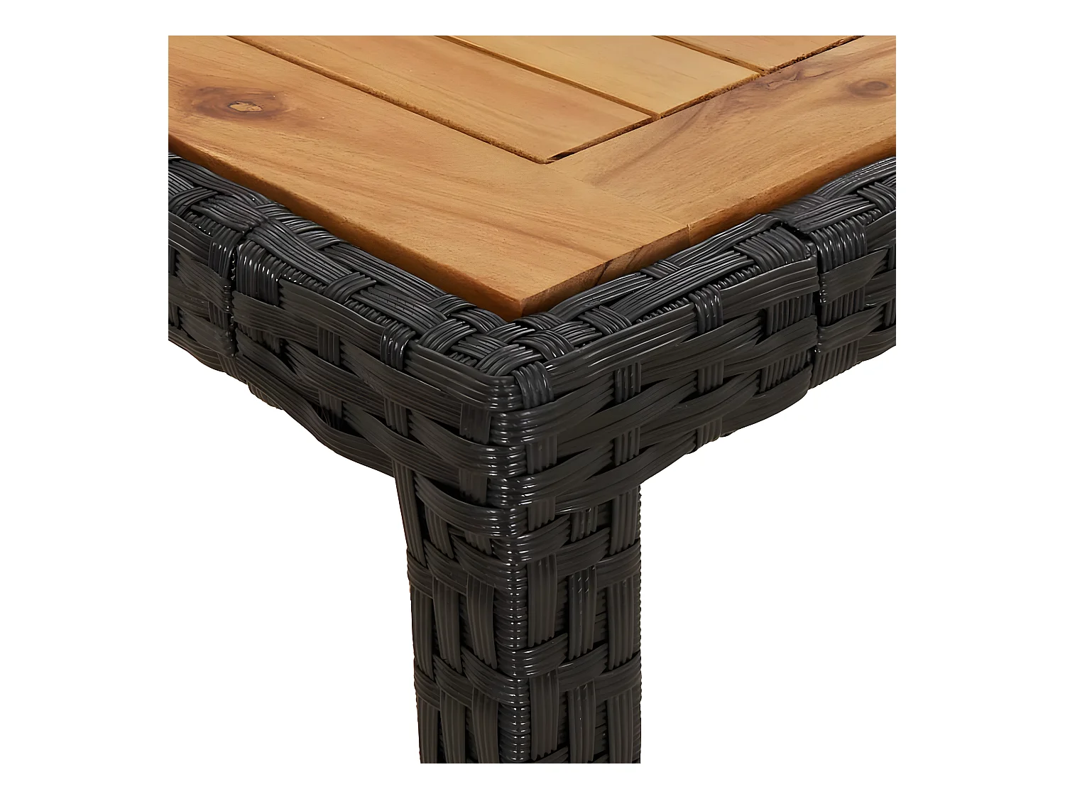 Fryssa  Table de jardin 190x90x75 cm Résine tressée et bois acacia Noir