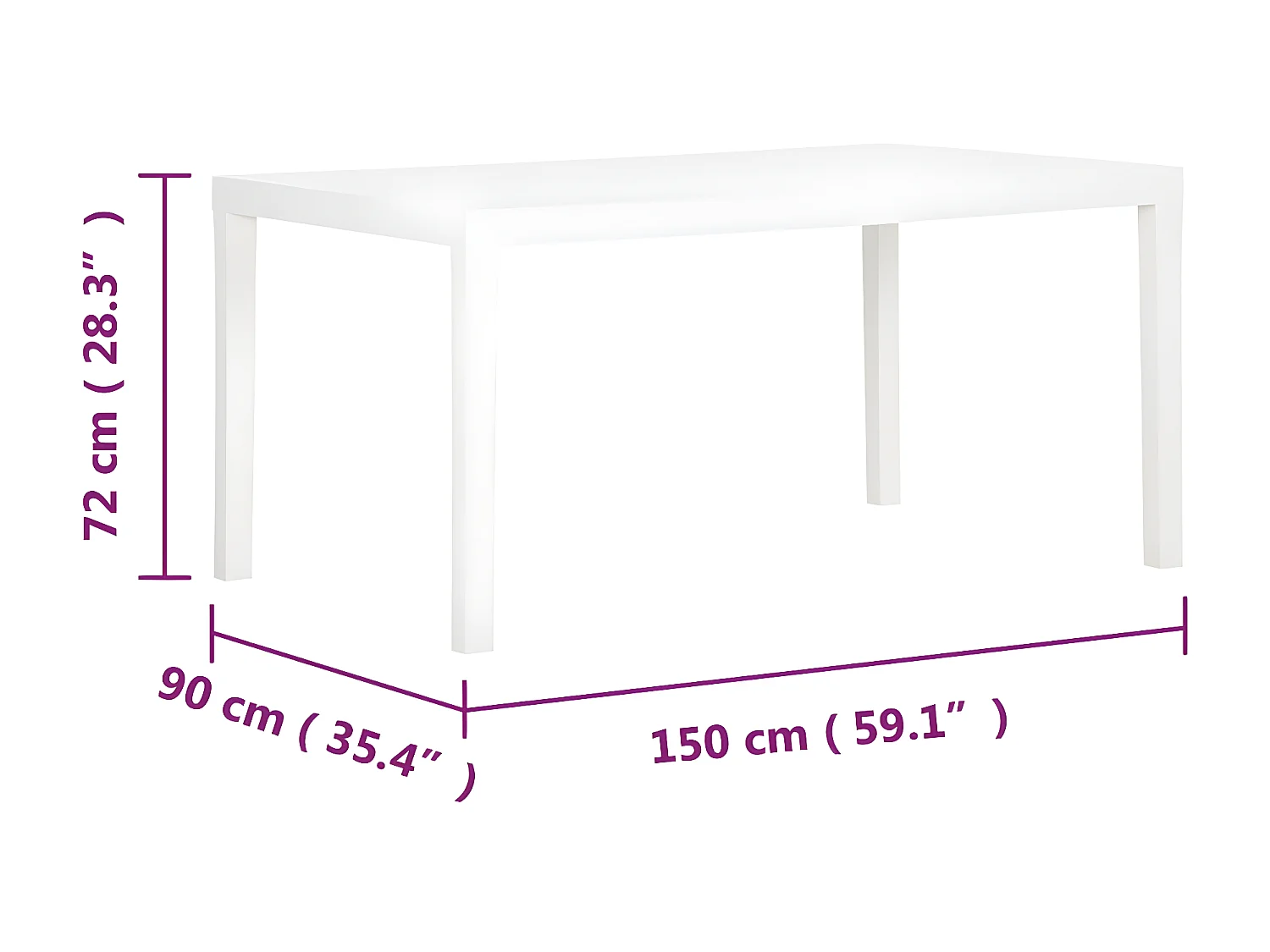Mitchell Ray  Gartentisch 150x90x72 cm PP Weiß