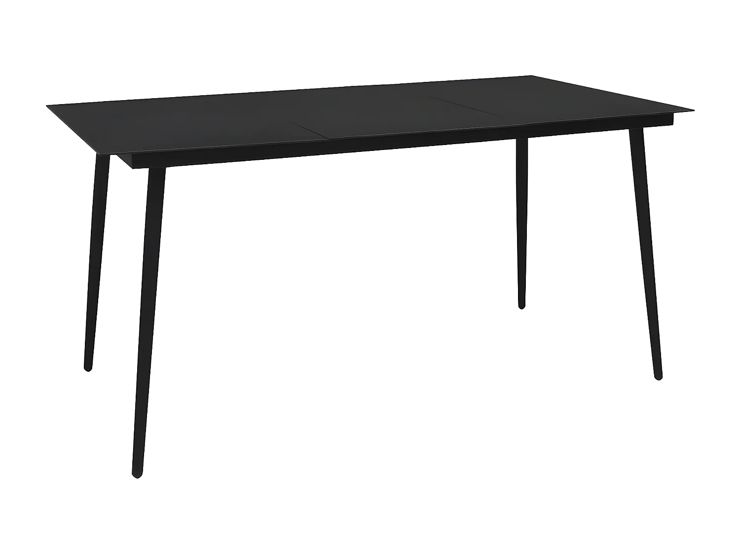 Gudleik  Table à dîner de jardin Noir 150x80x74 cm Acier et verre