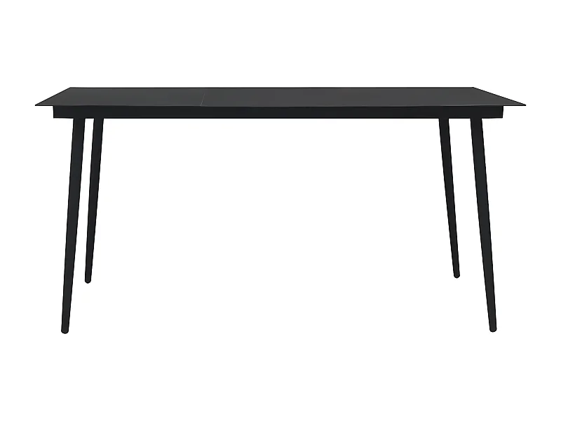 Gudleik  Table à dîner de jardin Noir 150x80x74 cm Acier et verre