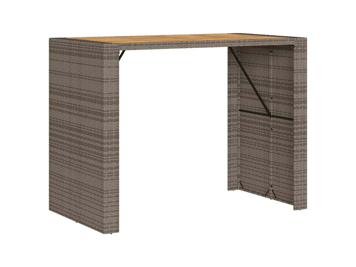 Karaca  Table de bar de jardin et dessus en bois acacia résine tressée