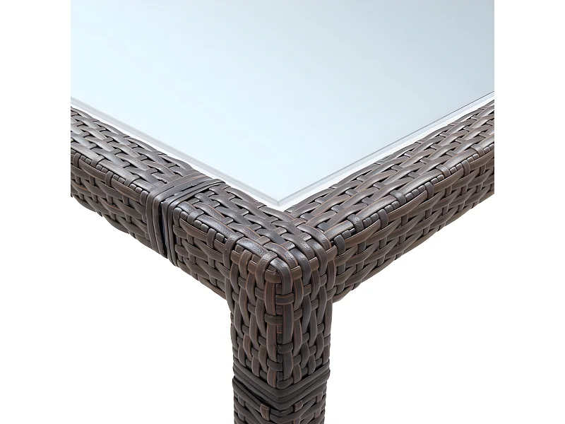 Pierre-Jean-Gabriel  Garten-Esstisch Braun 200×200×74 cm Poly Rattan