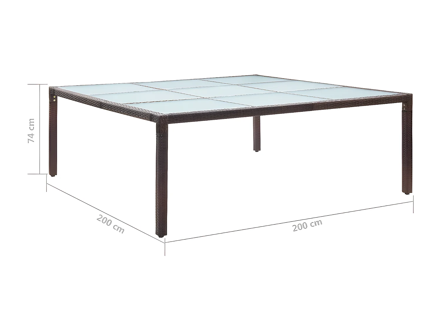Pierre-Jean-Gabriel  Tuintafel 200x200x74 cm poly rattan bruin