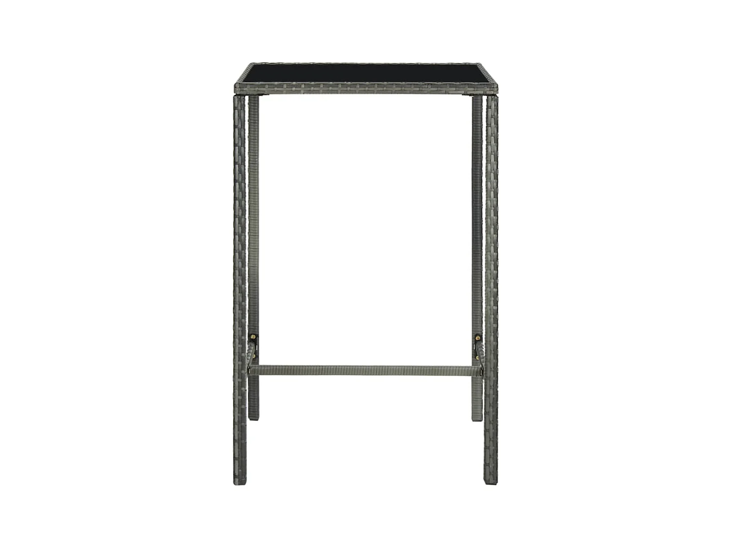 Orren  Table de bar de jardin Gris 70x70x110cm Résine tressée et verre