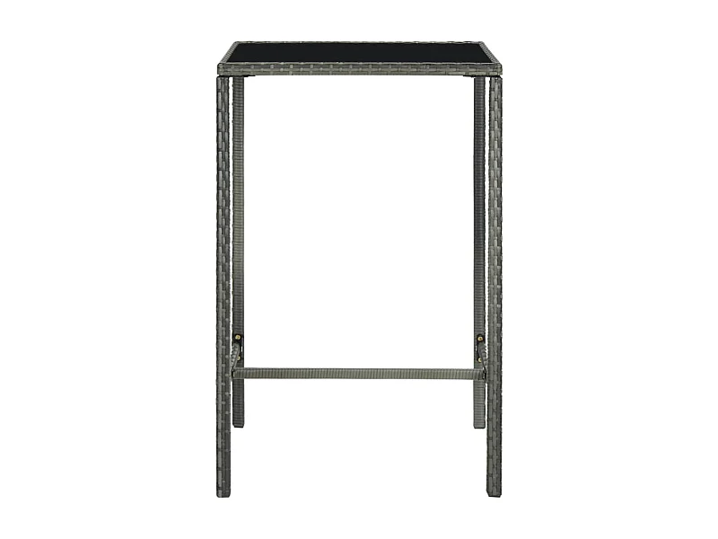 Orren  Table de bar de jardin Gris 70x70x110cm Résine tressée et verre