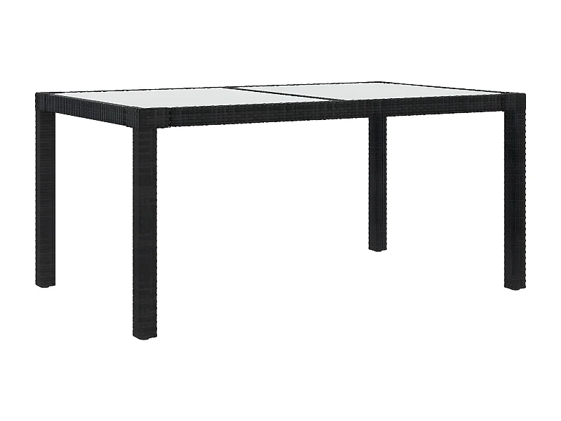 Harko  Tuintafel 150x90x75 cm gehard glas en poly rattan zwart