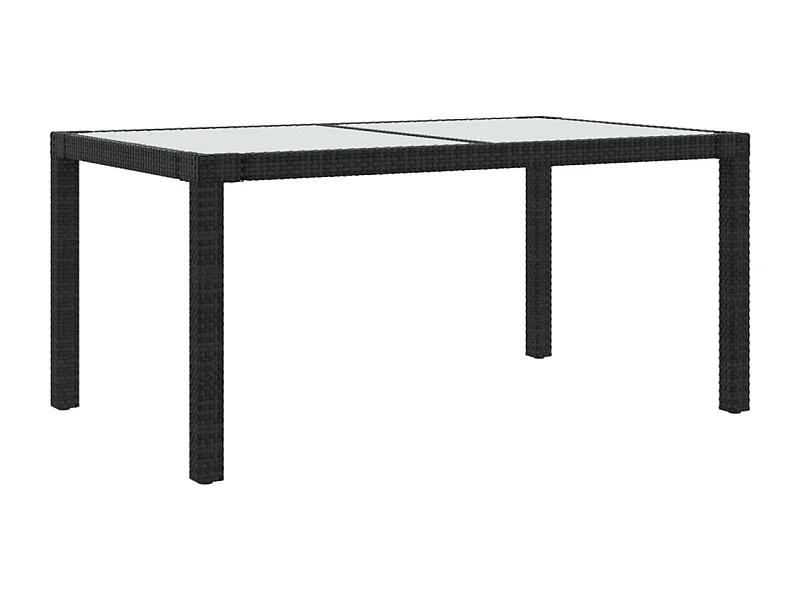 Harko  Table de jardin 150x90x75cm Verre trempé et résine tressée Noir