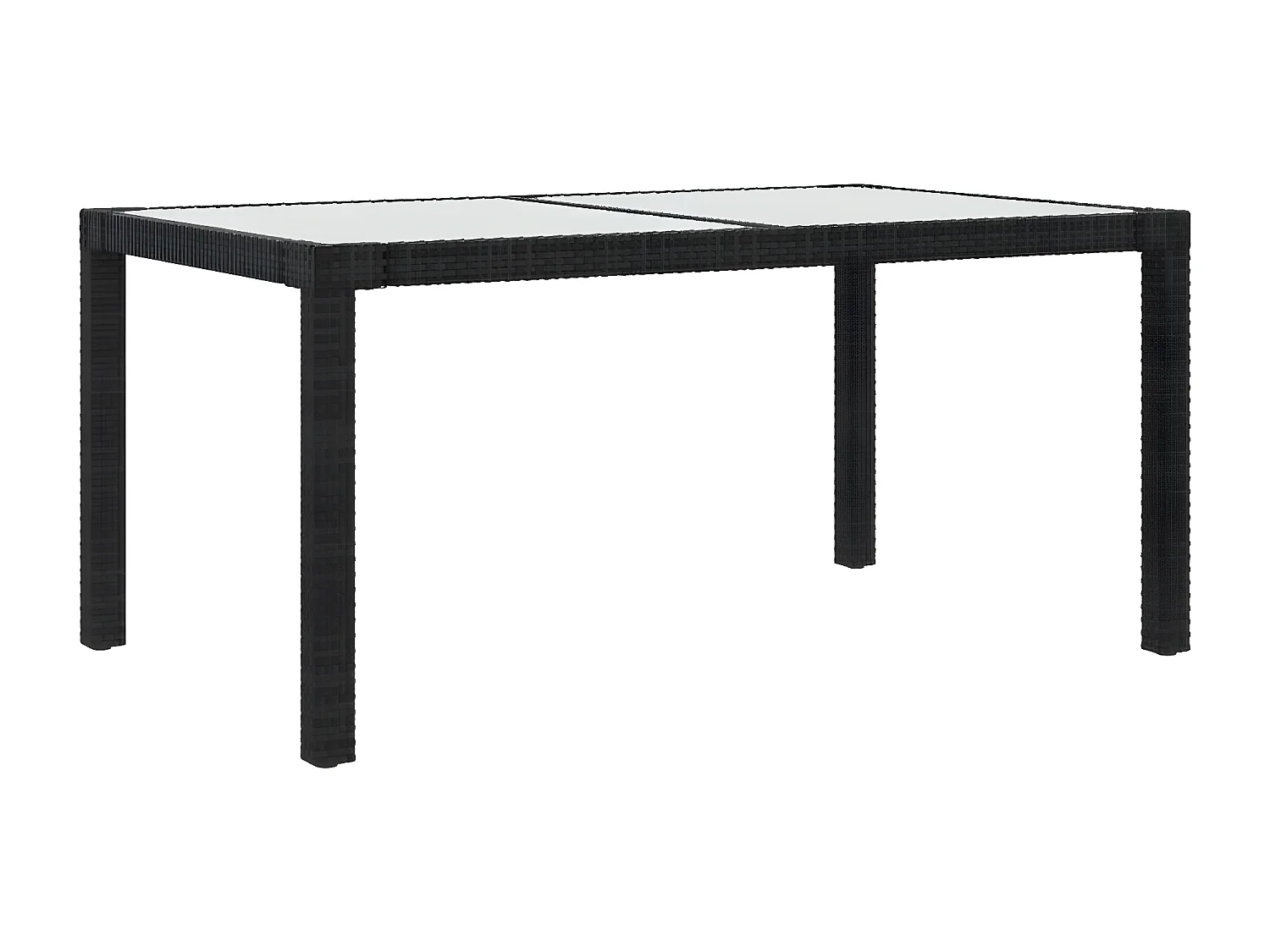 Harko  Gartentisch 150x90x75 cm Gehärtetes Glas Poly Rattan Schwarz