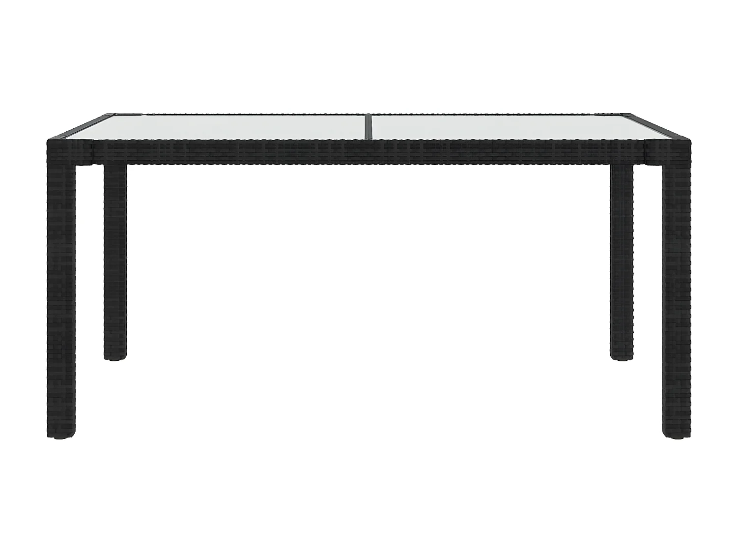 Harko  Gartentisch 150x90x75 cm Gehärtetes Glas Poly Rattan Schwarz