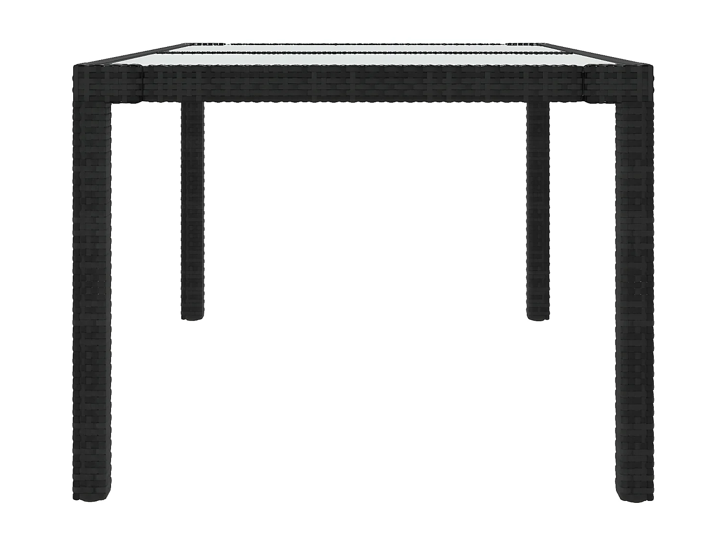 Harko  Gartentisch 150x90x75 cm Gehärtetes Glas Poly Rattan Schwarz