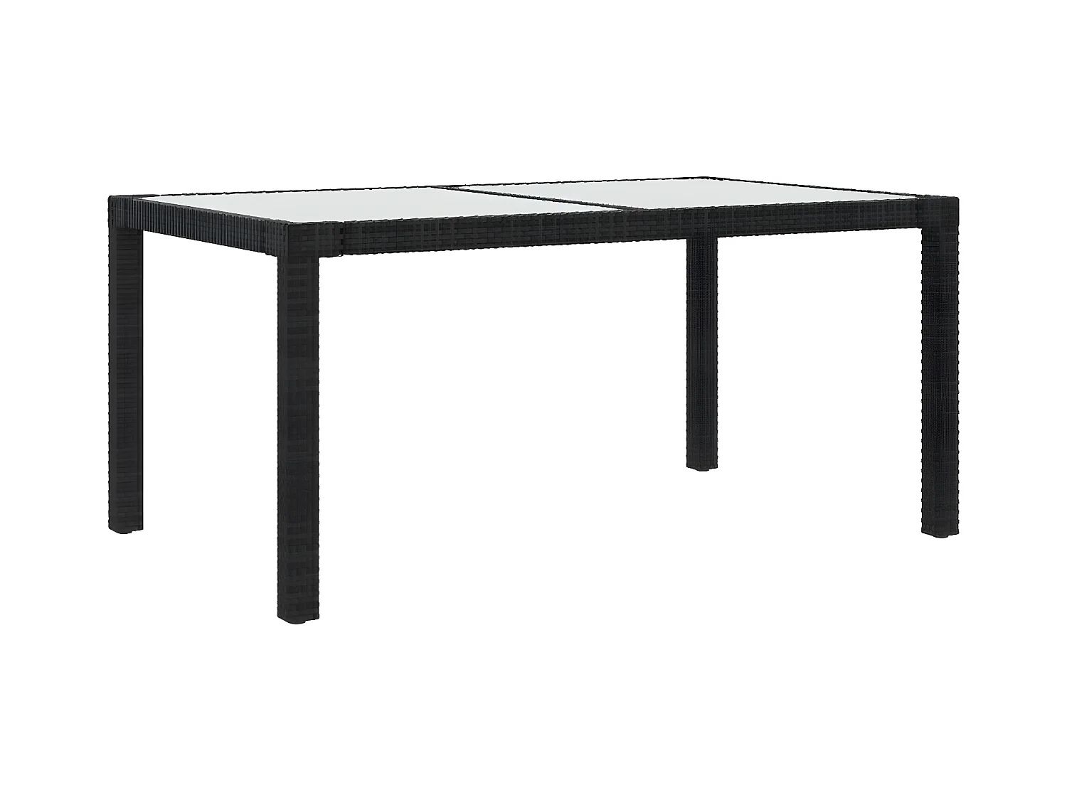 Harko  Table de jardin 150x90x75cm Verre trempé et résine tressée Noir