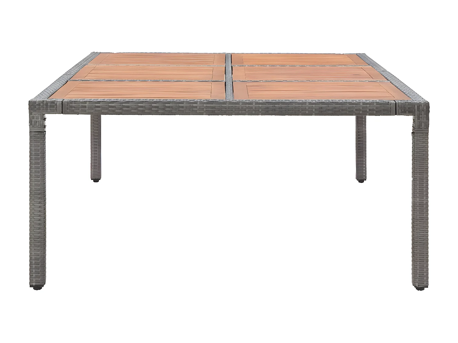 Sophie-Honorée  Tuintafel 200x150x74 cm poly rattan en massief acaciahout grijs