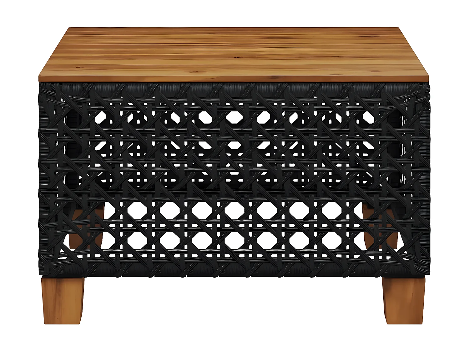 Cirlon  Table de jardin noir 55x55x36 cm résine tressée et bois acacia