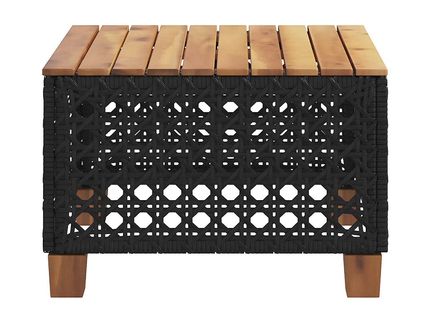 Cirlon  Table de jardin noir 55x55x36 cm résine tressée et bois acacia