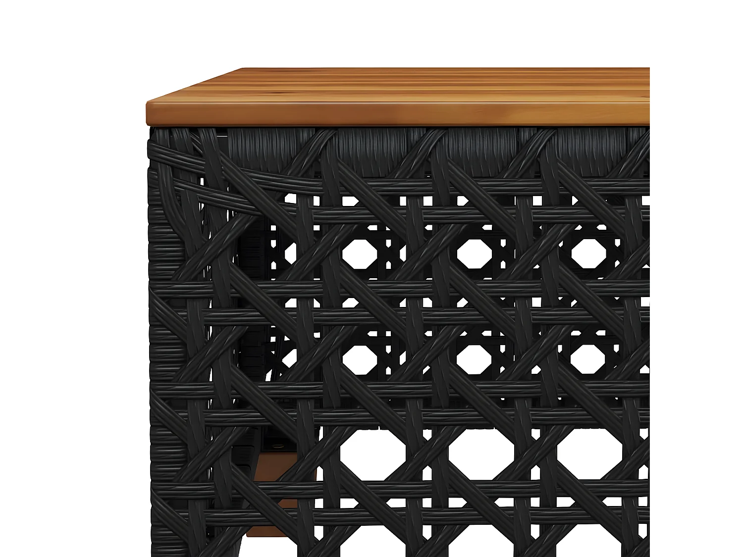 Cirlon  Table de jardin noir 55x55x36 cm résine tressée et bois acacia