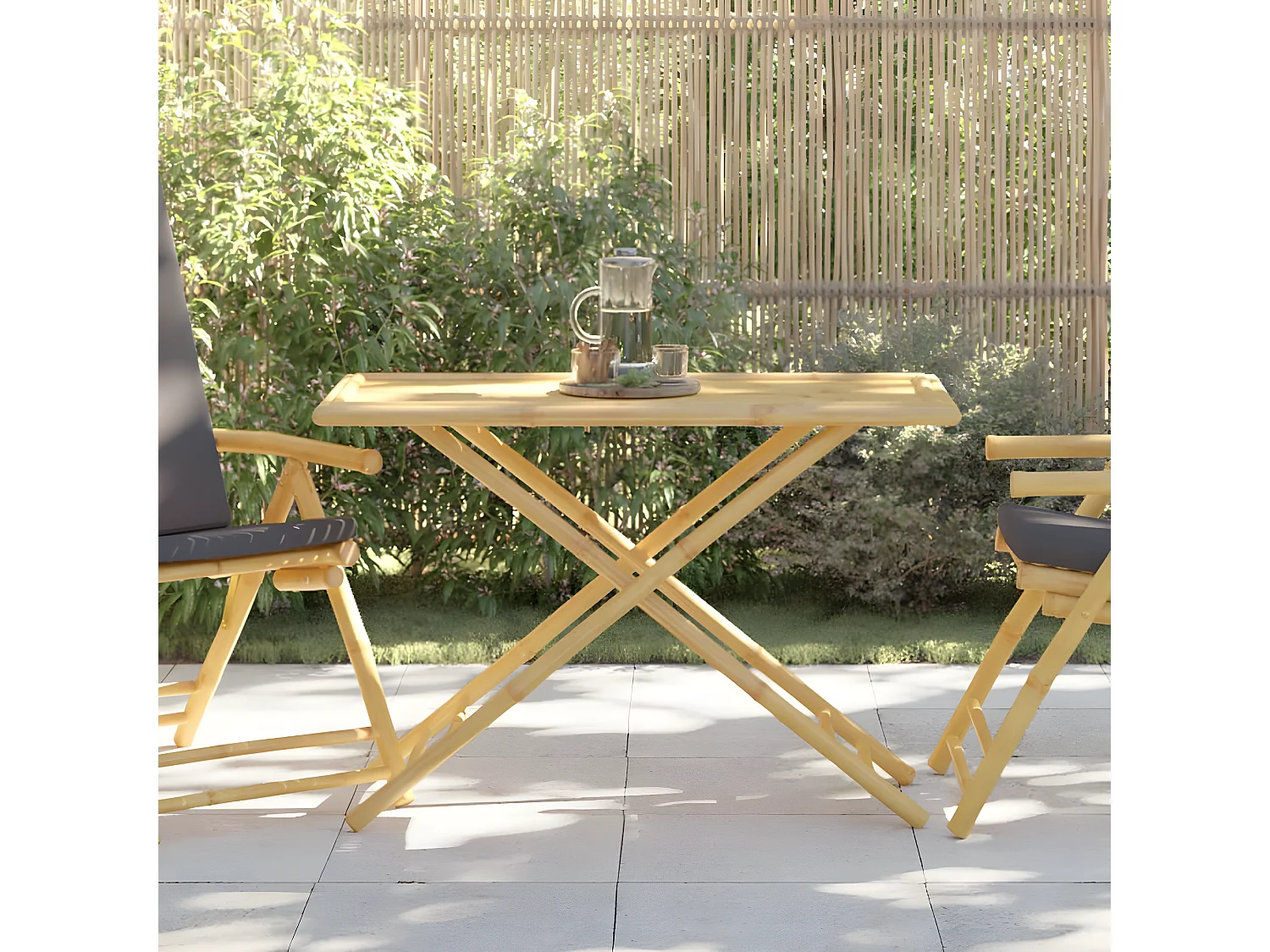 Garden Furniture -  Mesa de jardín plegable de bambú 110x55x75 cm