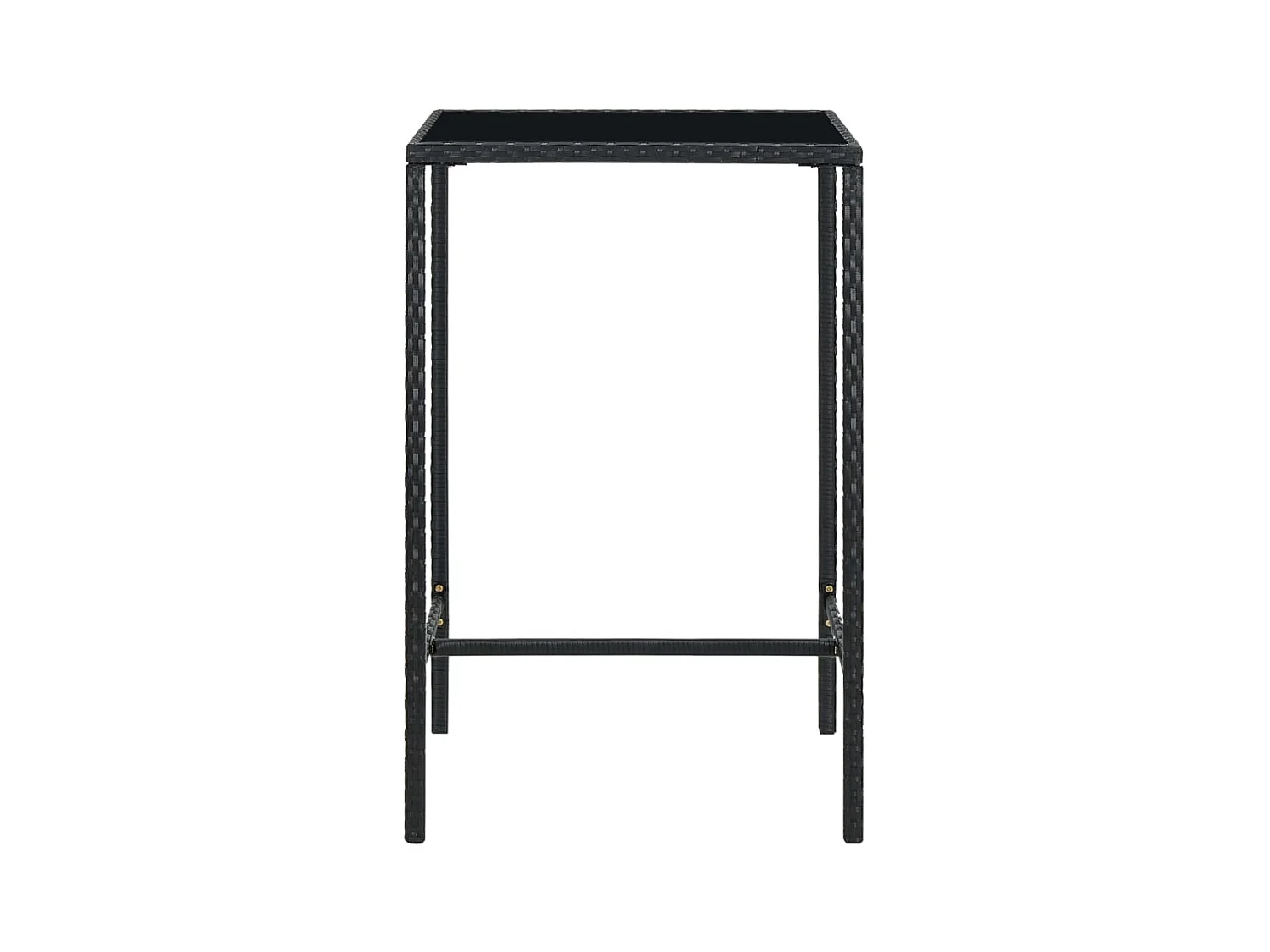 Orren  Table de bar de jardin Noir 70x70x110cm Résine tressée et verre