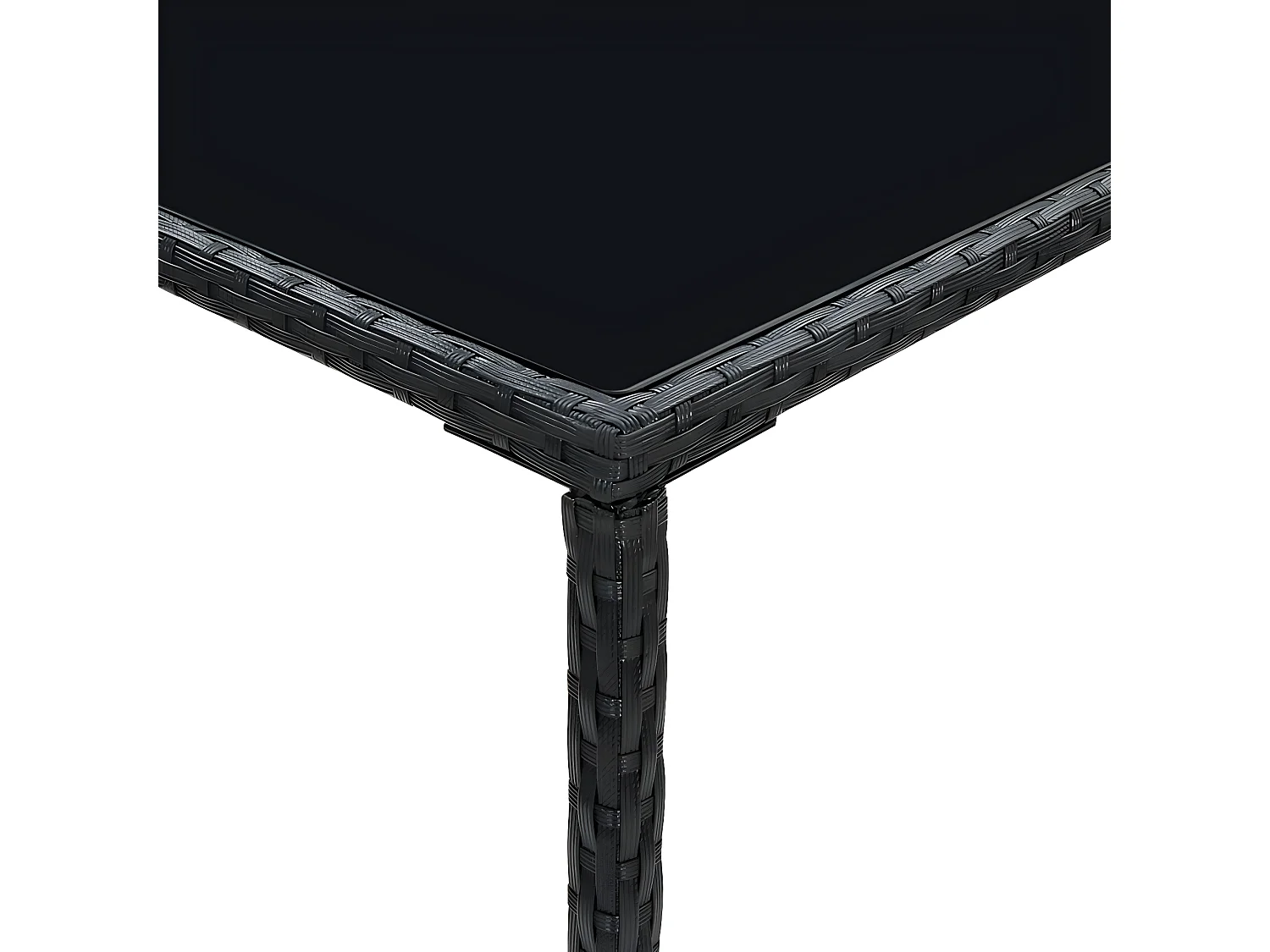 Orren  Table de bar de jardin Noir 70x70x110cm Résine tressée et verre