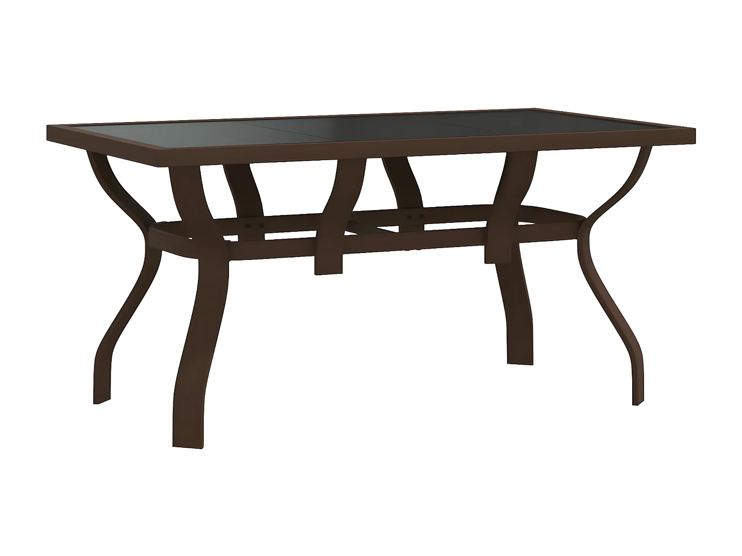Eline  Table de jardin Marron et noir 140x70x70 cm Acier et verre