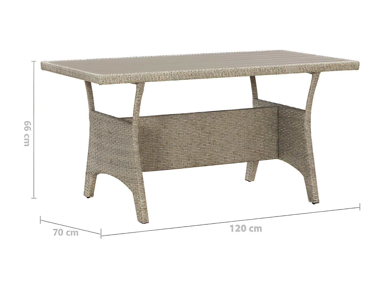 Claire-Marie-Élise  Table de jardin Gris 120x70x66 cm Résine tressée