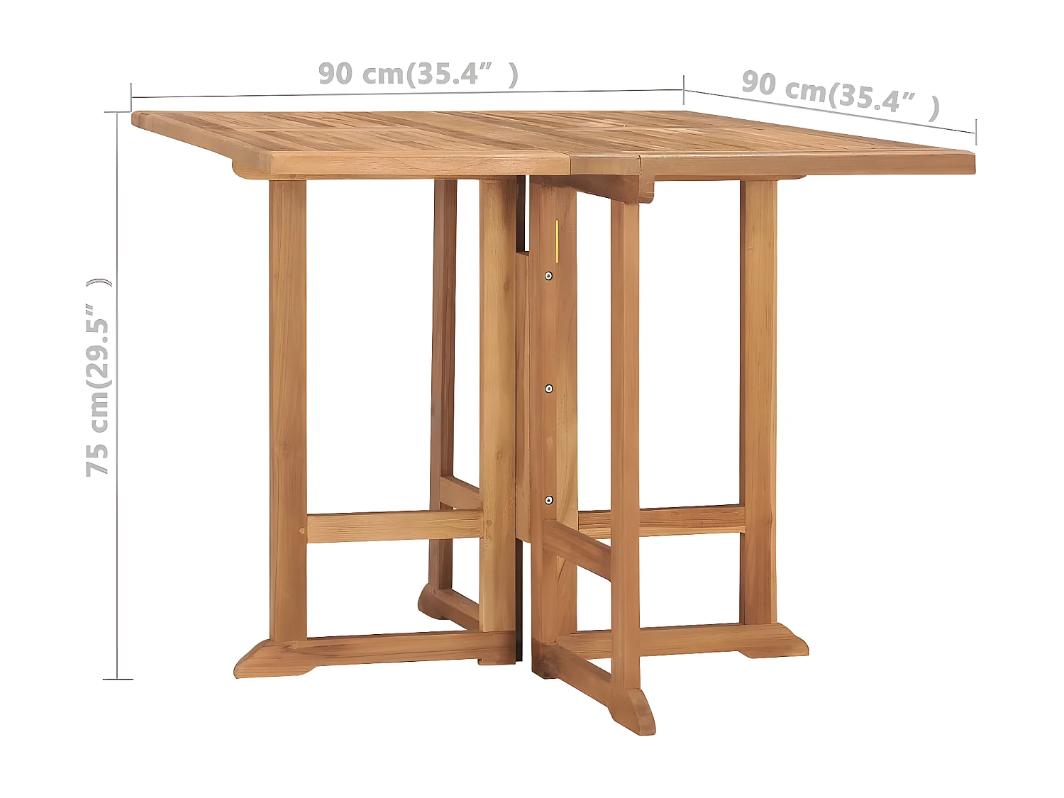 Marie-Lise  Klappbarer Garten-Esstisch 90x90x75 cm Massivholz Teak