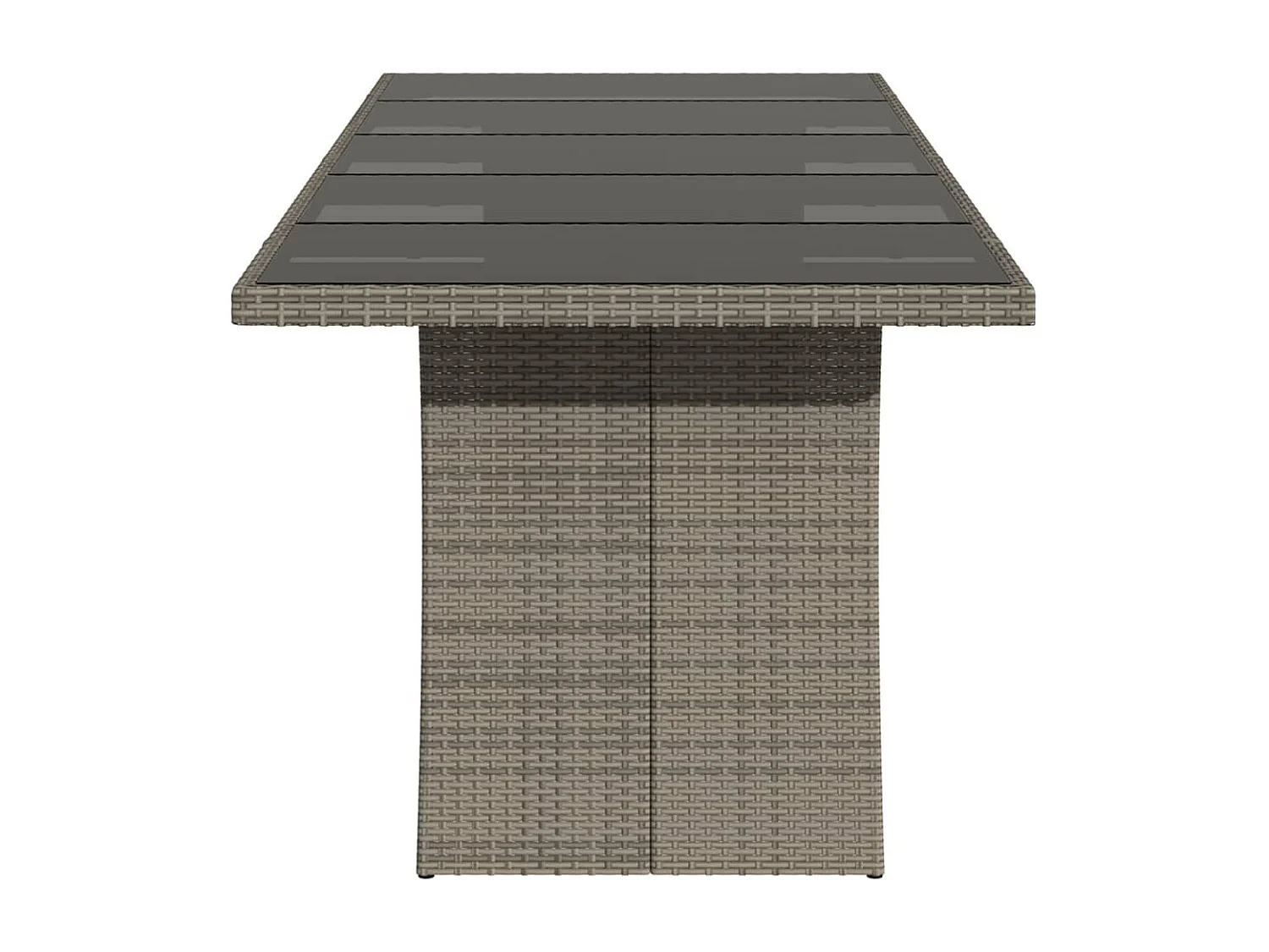Michiel  Gartentisch mit Glasplatte Grau 240x90x75 cm Poly Rattan