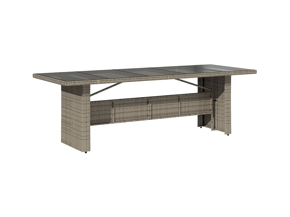 Michiel  Table de jardin dessus en verre Gris 240x90x75cm Résine tressée