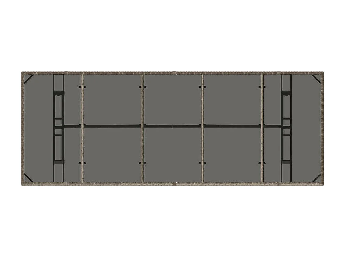 Michiel  Table de jardin dessus en verre Gris 240x90x75cm Résine tressée