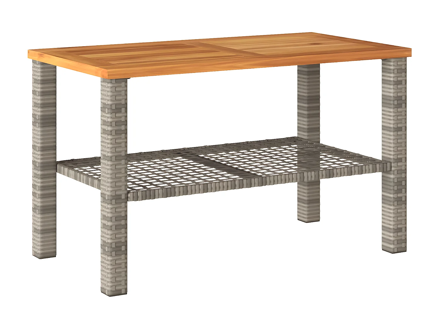 Centreville  Table de jardin gris 70x38x42 cm résine tressée et bois acacia