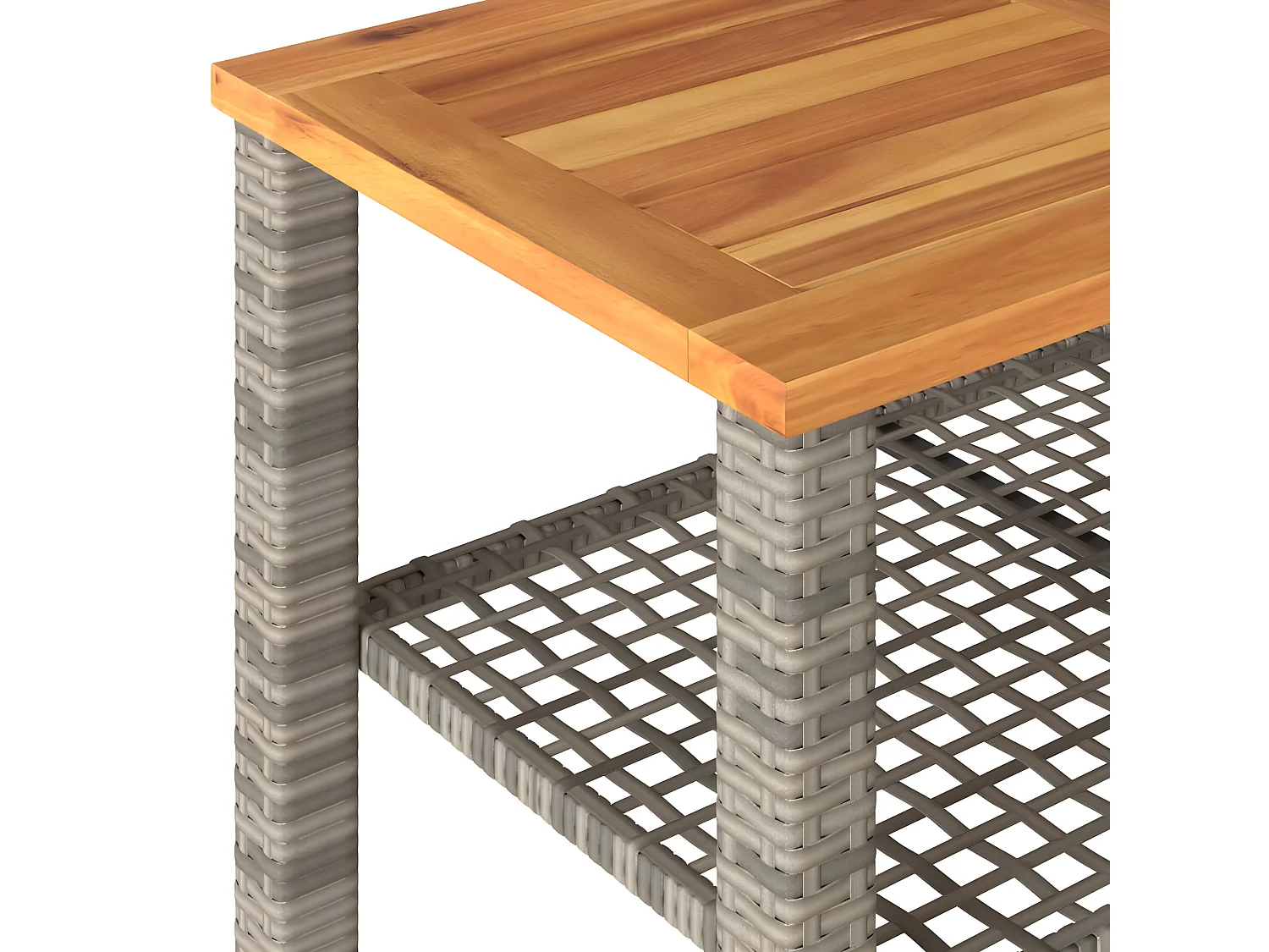 Centreville  Table de jardin gris 70x38x42 cm résine tressée et bois acacia