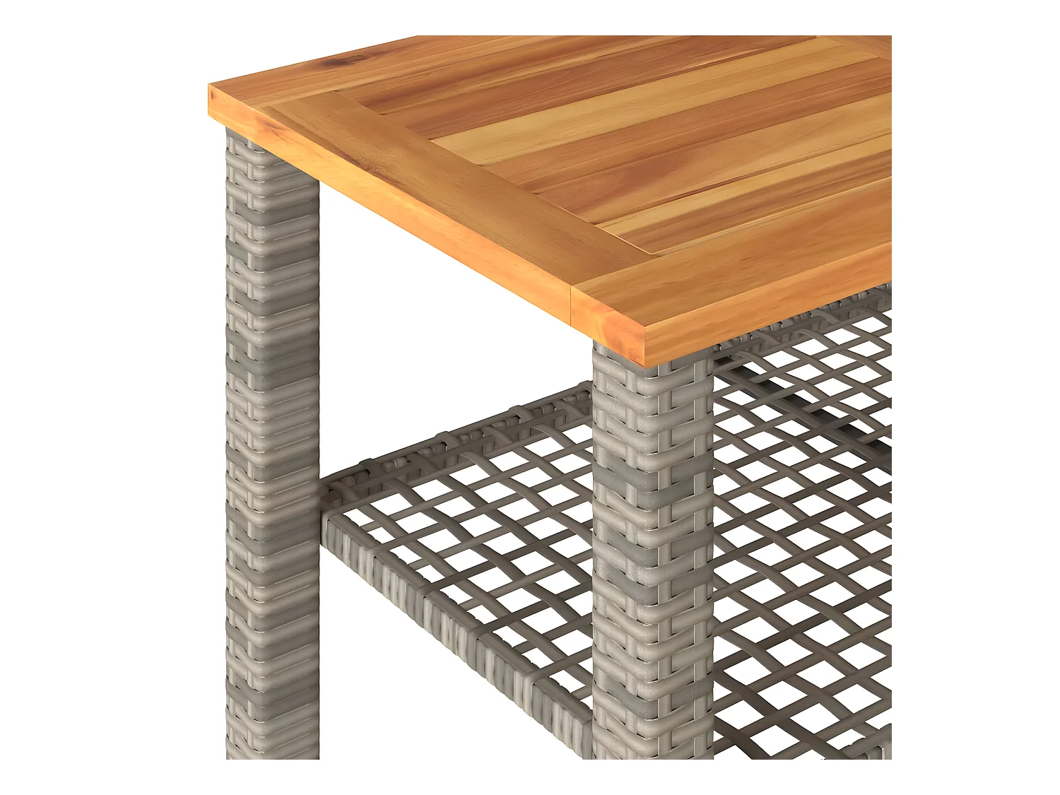 Centreville  Gartentisch Grau 70x38x42 cm Poly Rattan Akazienholz