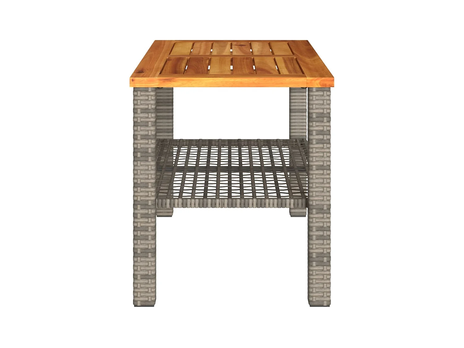 Centreville  Gartentisch Grau 70x38x42 cm Poly Rattan Akazienholz