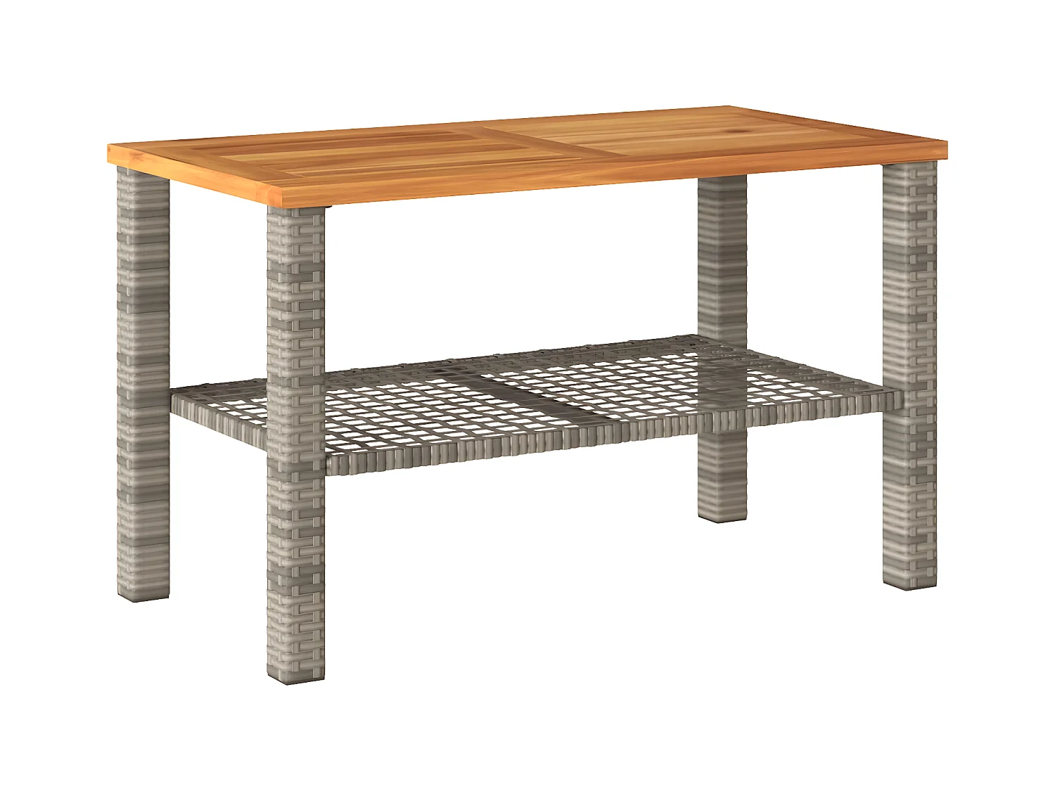 Centreville  Gartentisch Grau 70x38x42 cm Poly Rattan Akazienholz