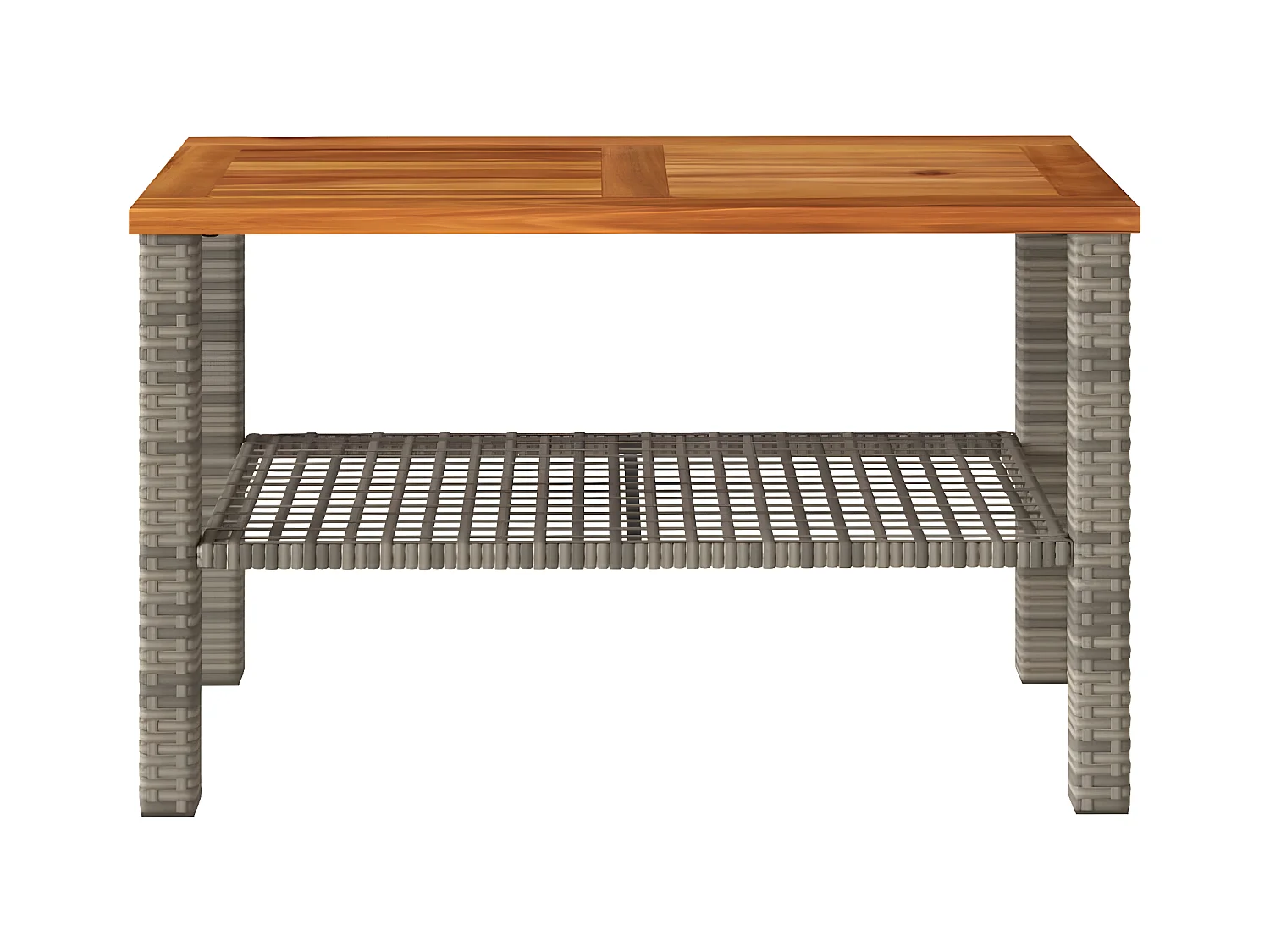 Centreville  Gartentisch Grau 70x38x42 cm Poly Rattan Akazienholz