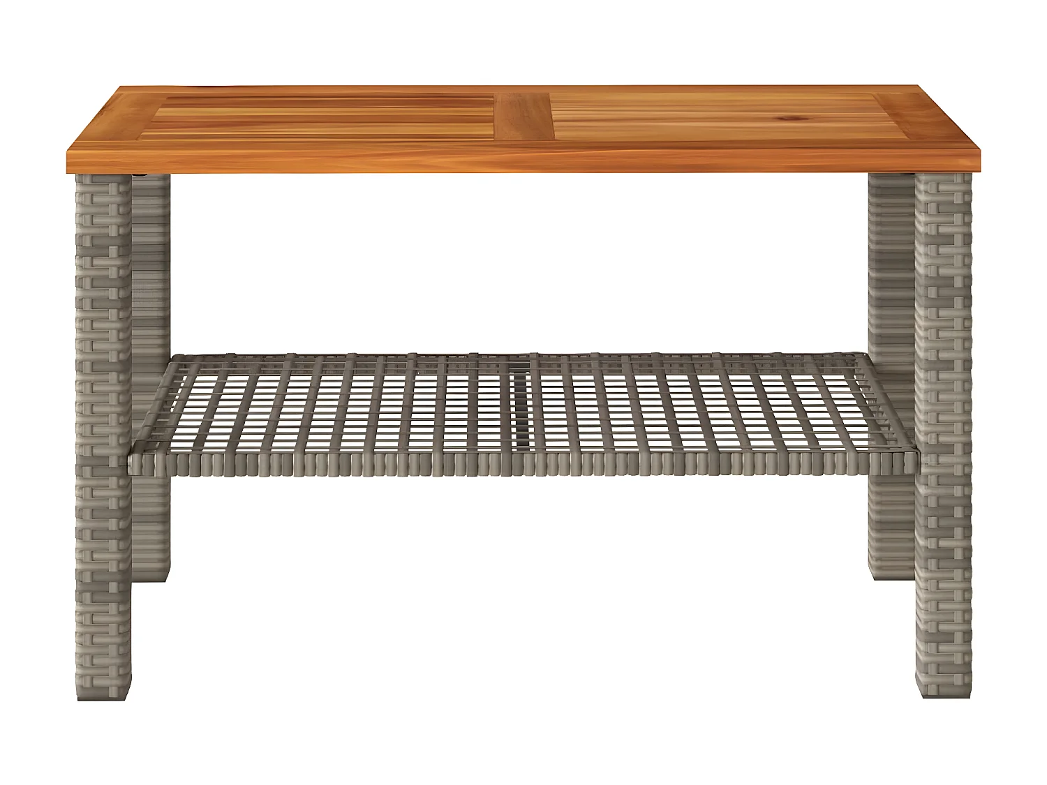 Centreville  Tavolo da Giardino Grigio 70x38x42 cm Polyrattan e Legno Acacia