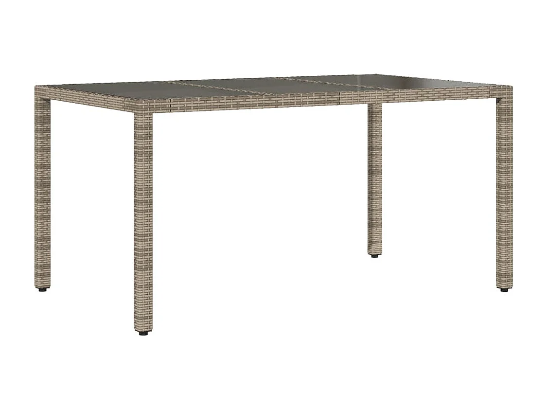 Giuseppe Luigi  Table de jardin dessus en verre Gris 150x90x75cm Résine tressée