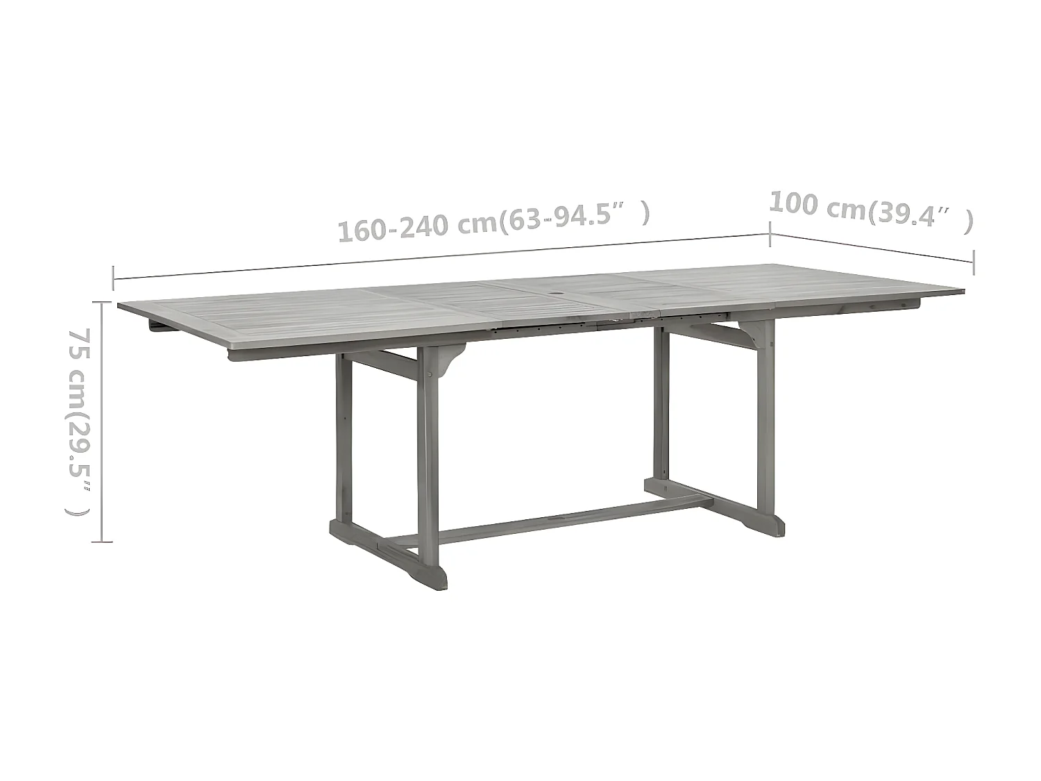 Stokkemarke  Garten-Esstisch (160-240)x100x75 cm Massivholz Akazie