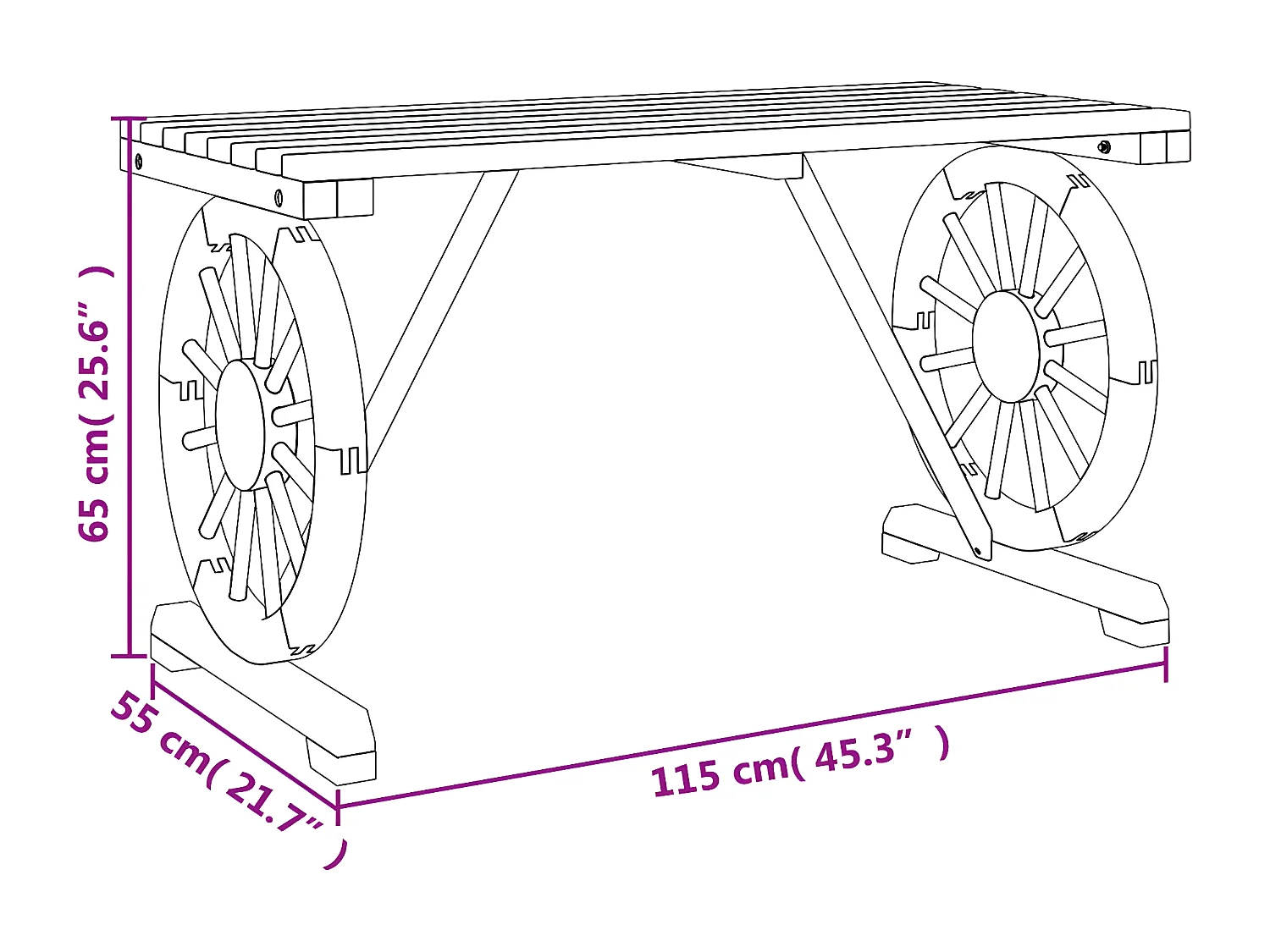 Claude-Henri  Table de jardin 115x55x65 cm bois de sapin massif