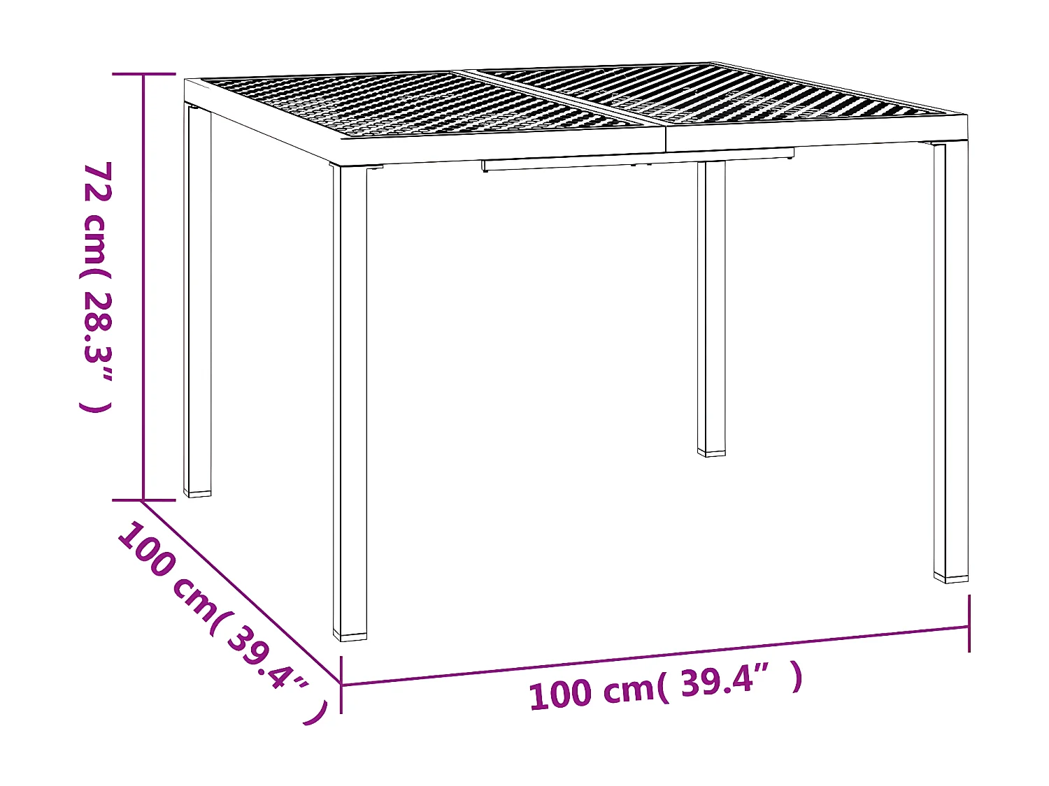 Chubbuck  Table de jardin anthracite 100x100x72 cm acier