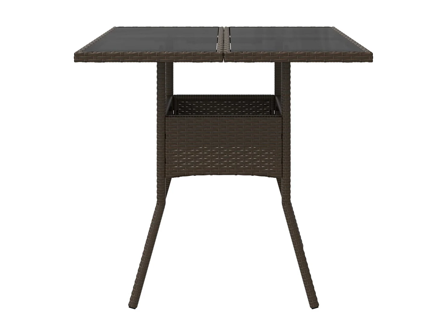 Leila Hope  Tavolo da Giardino Piano Vetro Marrone 80x80x75 cm Polyrattan