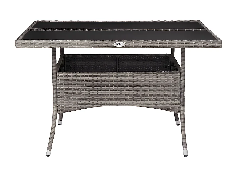 Tancredi  Garten-Esstisch Grau Poly Rattan und Glas
