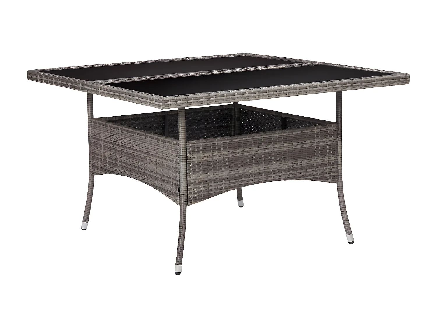Tancredi  Tuintafel poly rattan en glas grijs