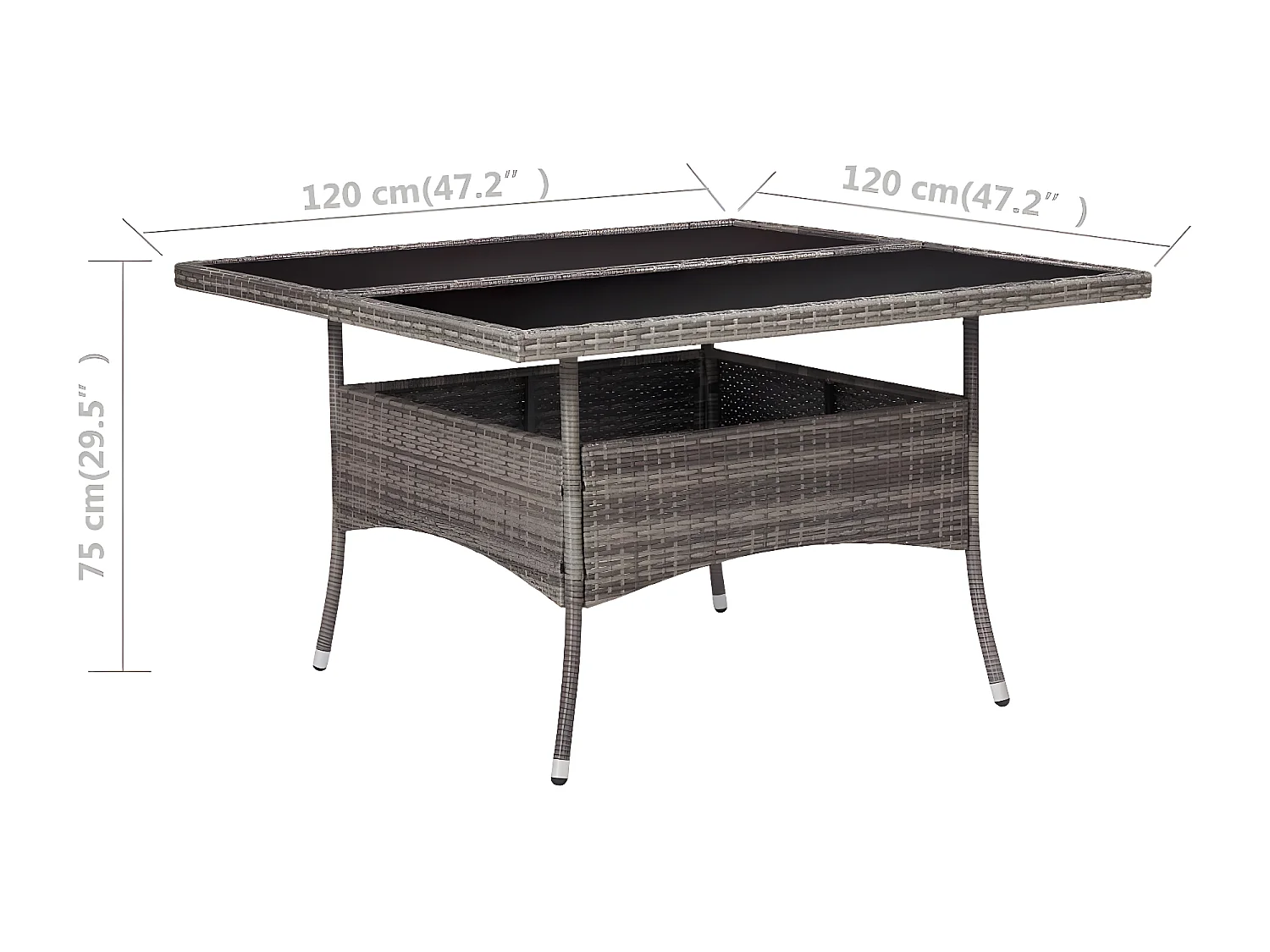 Tancredi  Table à manger d'extérieur Gris Résine tressée et verre