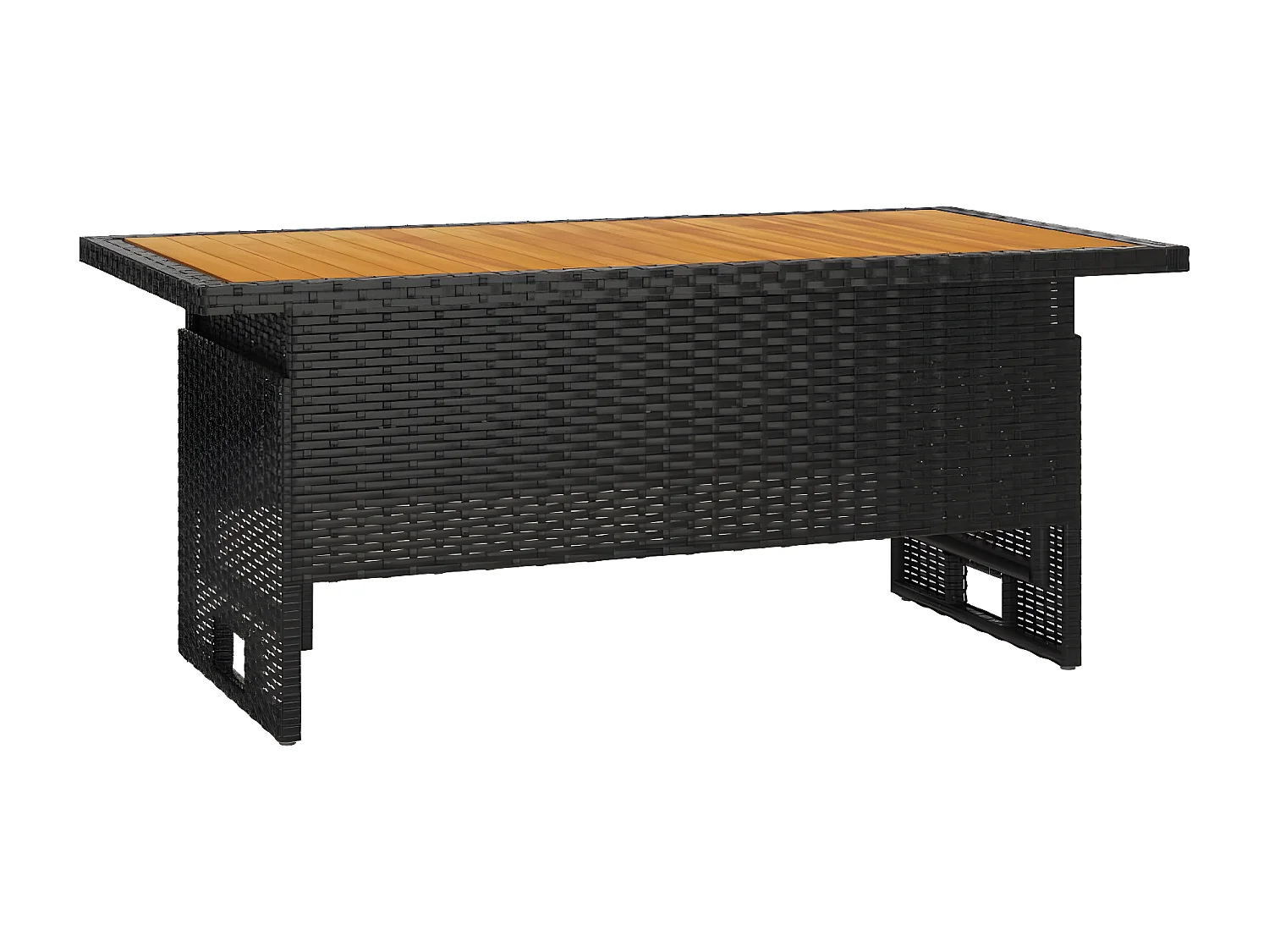Souad  Gartentisch Schwarz 100x50x43/63 cm Akazienholz & Poly Rattan