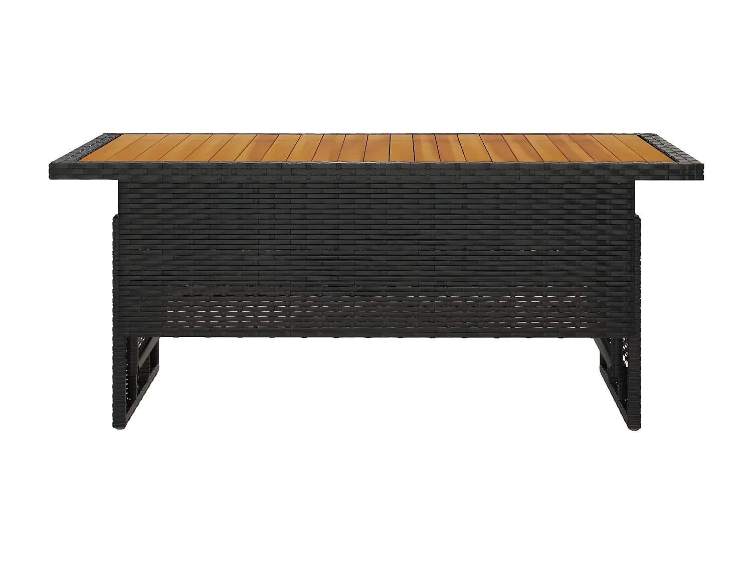 Souad  Gartentisch Schwarz 100x50x43/63 cm Akazienholz & Poly Rattan