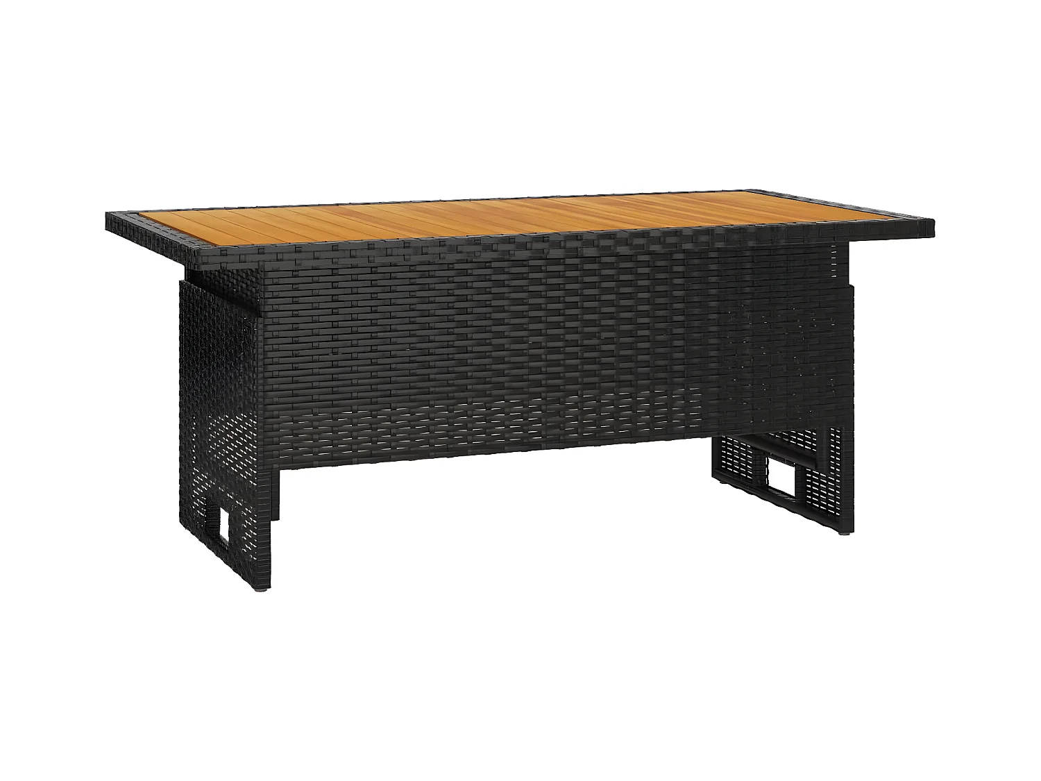 Souad  Table de jardin noir 100x50x43/63 cm acacia et résine tressée